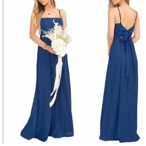SHOW ME YOUR MUMU Bridesmaid Dress Size Large Lauren Tie Maxi Navy Wedding NWT